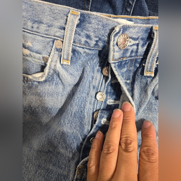 Agolde 90's jeans women size 25 baggy straight buttonfly distressed High rise - Picture 4 of 16